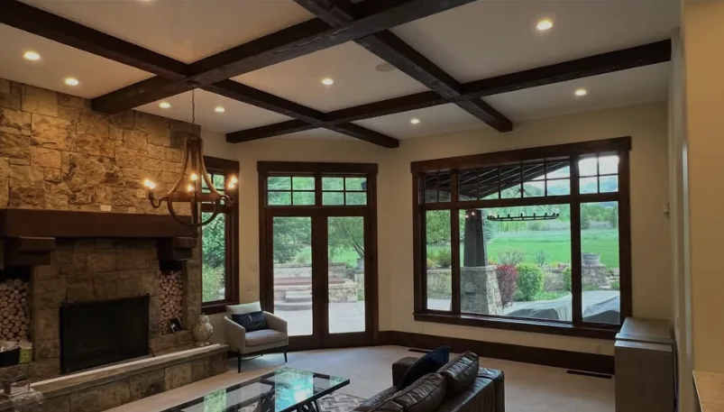 Beam and fireplace accent lighting installed by Tactical Electrical Services