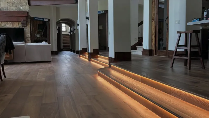 Recessed lighting upgrade in a Salt Lake City home hallway