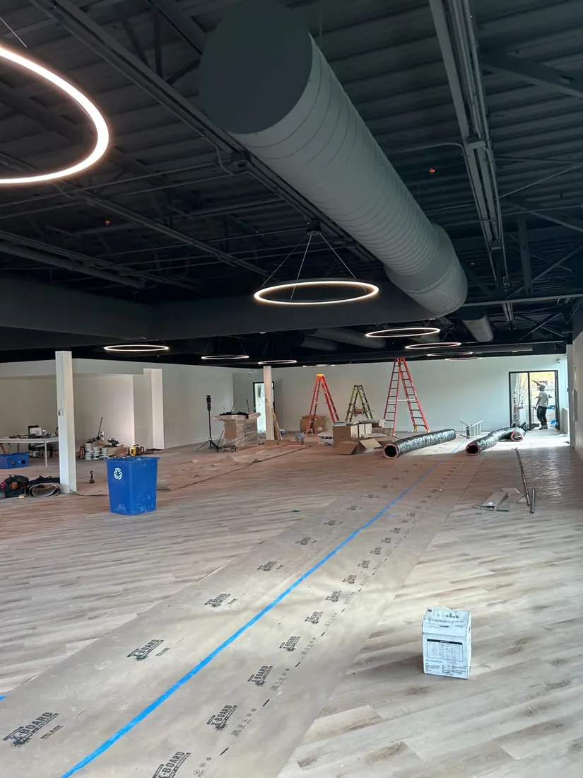 Retail build-out lighting and power completed