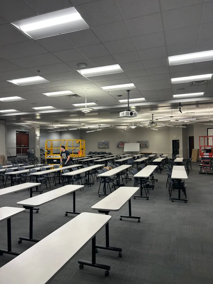 Commercial training room after an LED lighting upgrade