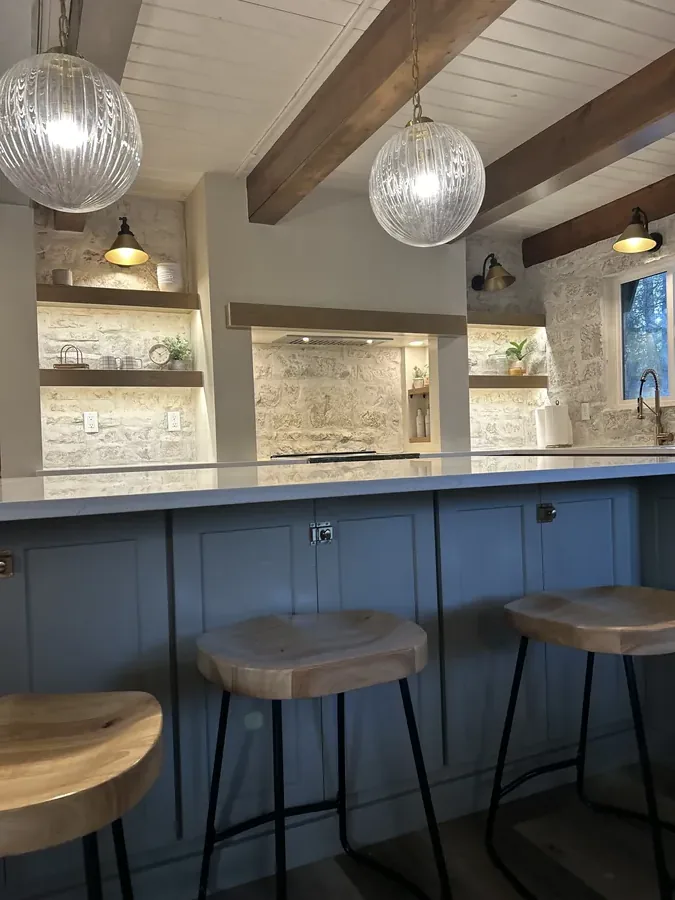 Kitchen island and pendant lighting upgrade